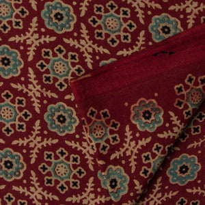 Precut 1 meter -Ajrakh Hand Block Natural Dyed Cotton Fabric