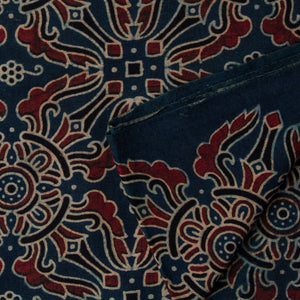Precut 0.75 meters -Ajrakh Hand Block Natural Dyed Cotton Fabric