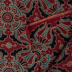 Precut 0.75 meters -Ajrakh Hand Block Natural Dyed Cotton Fabric