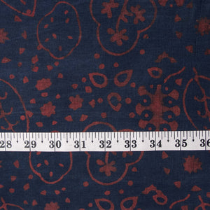 Precut 1 meter -Ajrakh Hand Block Natural Dyed Cotton Fabric