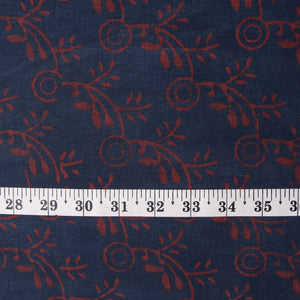 Precut 1 meter -Ajrakh Hand Block Natural Dyed Cotton Fabric