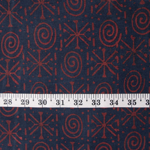 Precut 1 meter -Ajrakh Hand Block Natural Dyed Cotton Fabric