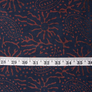 Precut 1 meter -Ajrakh Hand Block Natural Dyed Cotton Fabric