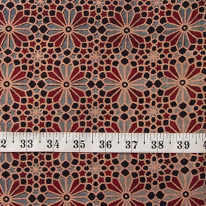 Precut 1 meter -Red & Blue Ajrakh Hand Block Printed Cotton Fabric