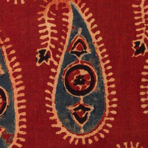 Precut 0.75 meters -Red & Blue Ajrakh Hand Block Printed Cotton Fabric