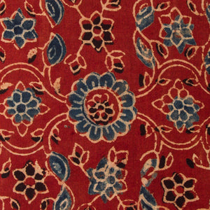 Precut 1 meter -Blue & Red Ajrakh Hand Block Printed Cotton Fabric