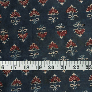Precut 0.75 meters -Ajrakh Hand Block Printed Cotton Fabric