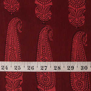 Red & Maroon Bagh Hand Block Printed Cotton Fabric
