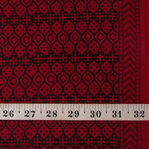 Precut 0.25 meters -Red & Maroon Bagh Hand Block Printed Cotton Fabric