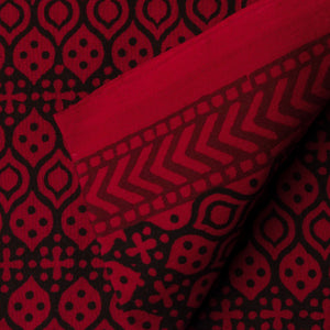 Precut 0.25 meters -Red & Maroon Bagh Hand Block Printed Cotton Fabric