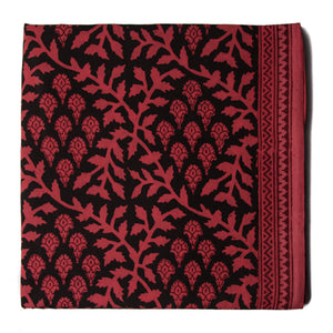 Red & Black Bagh Hand Block Printed Cotton Fabric