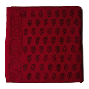 Red & Maroon Bagh Hand Block Printed Cotton Fabric