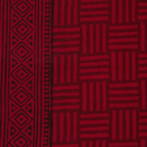 Red & Maroon Bagh Hand Block Printed Cotton Fabric