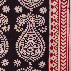 Black & Maroon Bagh Hand Block Printed Cotton Fabric