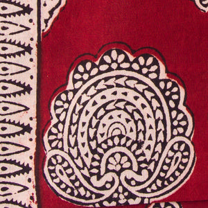 Precut 0.75 meters -Black & Maroon Bagh Hand Block Printed Cotton Fabric