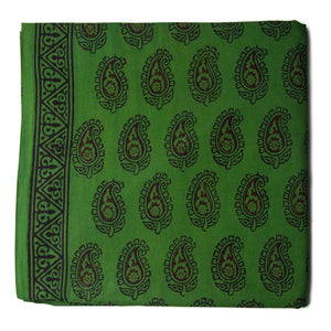 Black & Green Bagh Hand Block Printed Cotton Fabric