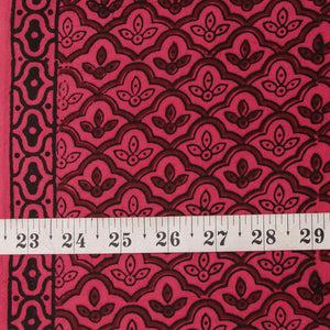 Maroon & Pink Bagh Hand Block Printed Cotton Fabric