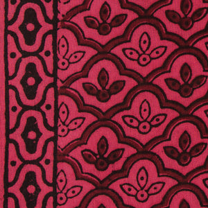 Maroon & Pink Bagh Hand Block Printed Cotton Fabric