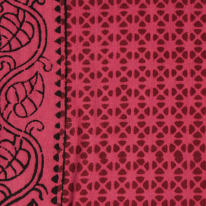 Maroon & Pink Bagh Hand Block Printed Cotton Fabric