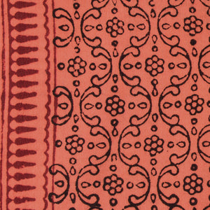 Black & Orange Bagh Hand Block Printed Cotton Fabric