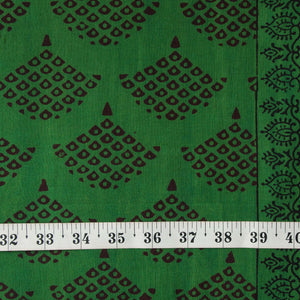 Precut 0.75 meters -Green Bagh Handblock Printed Cotton Fabric