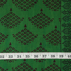 Precut 1 meter -Green Bagh Handblock Printed Cotton Fabric