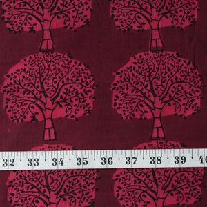 Precut 0.75 meters -Maroon & Black Bagh Handblock Printed Cotton Fabric