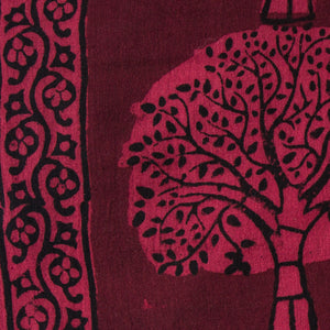 Precut 0.75 meters -Maroon & Black Bagh Handblock Printed Cotton Fabric