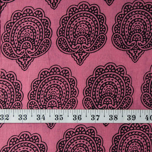 Pink & Black Bagh Handblock Printed Cotton Fabric