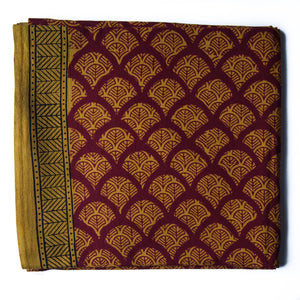 Maroon & Yellow Bagh Handblock Printed Cotton Fabric