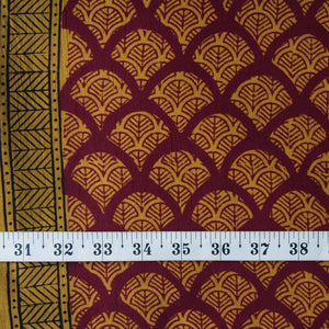 Maroon & Yellow Bagh Handblock Printed Cotton Fabric