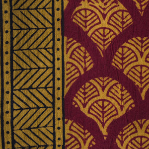 Maroon & Yellow Bagh Handblock Printed Cotton Fabric