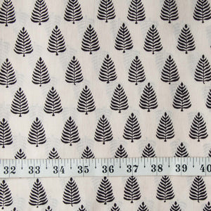 Precut 1 meter -Black & White Bagh Handblock Printed Cotton Fabric