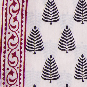 Precut 1 meter -Black & White Bagh Handblock Printed Cotton Fabric