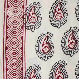 Maroon & White Bagh Handblock Printed Cotton Fabric