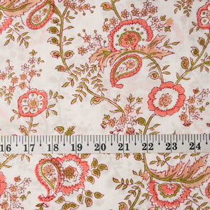 Precut 0.75 meters -Sanganeri Hand Block Printed Cotton Fabric