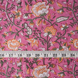 Precut 1 meter -Sanganeri Hand Block Printed Cotton Fabric