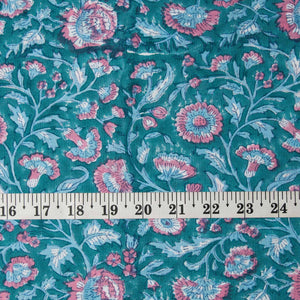 Precut 1 meter -Sanganeri Hand Block Printed Cotton Fabric