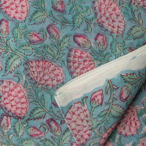 Precut 0.75 meters -Handblock Printed Fine Mul Cotton Fabric