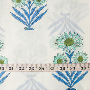 Precut 1 meter -Handblock Printed Fine Mul Cotton Fabric