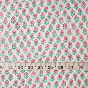 Precut 1 meter -Handblock Printed Fine Mul Cotton Fabric