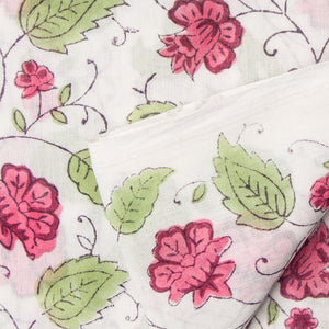 Precut 1 meter -Handblock Printed Fine Mul Cotton Fabric