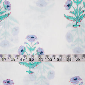 Precut 1 meter -Handblock Printed Fine Mul Cotton Fabric