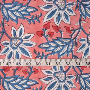 Precut 1 meter -Sanganeri Hand Block Printed Cotton Fabric