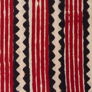 Precut 0.50 meters -Red & Black Bagru Dabu Hand Block Printed Cotton Fabric