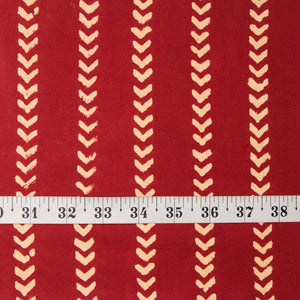 Precut 0.25 meters -Red & Off White Bagru Dabu Hand Block Printed Cotton Fabric