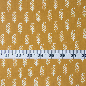 Precut 0.50 meters -Yellow & Off White Bagru Dabu Hand Block Printed Cotton Fabric