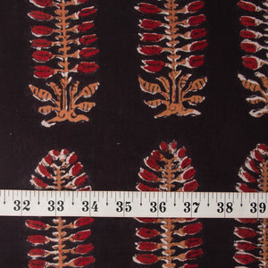 Precut 0.5 meters -Red & Black Bagru Dabu Hand Block Printed Cotton Fabric