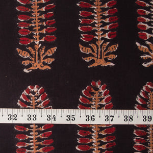 Precut 1 meter -Red & Black Bagru Dabu Hand Block Printed Cotton Fabric