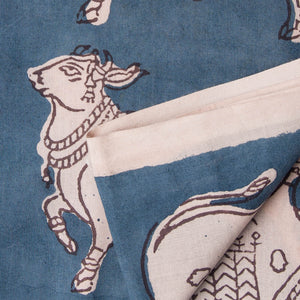 Precut 0.50 meters -Blue & White Bagru Dabu Hand Block Printed Cotton Fabric